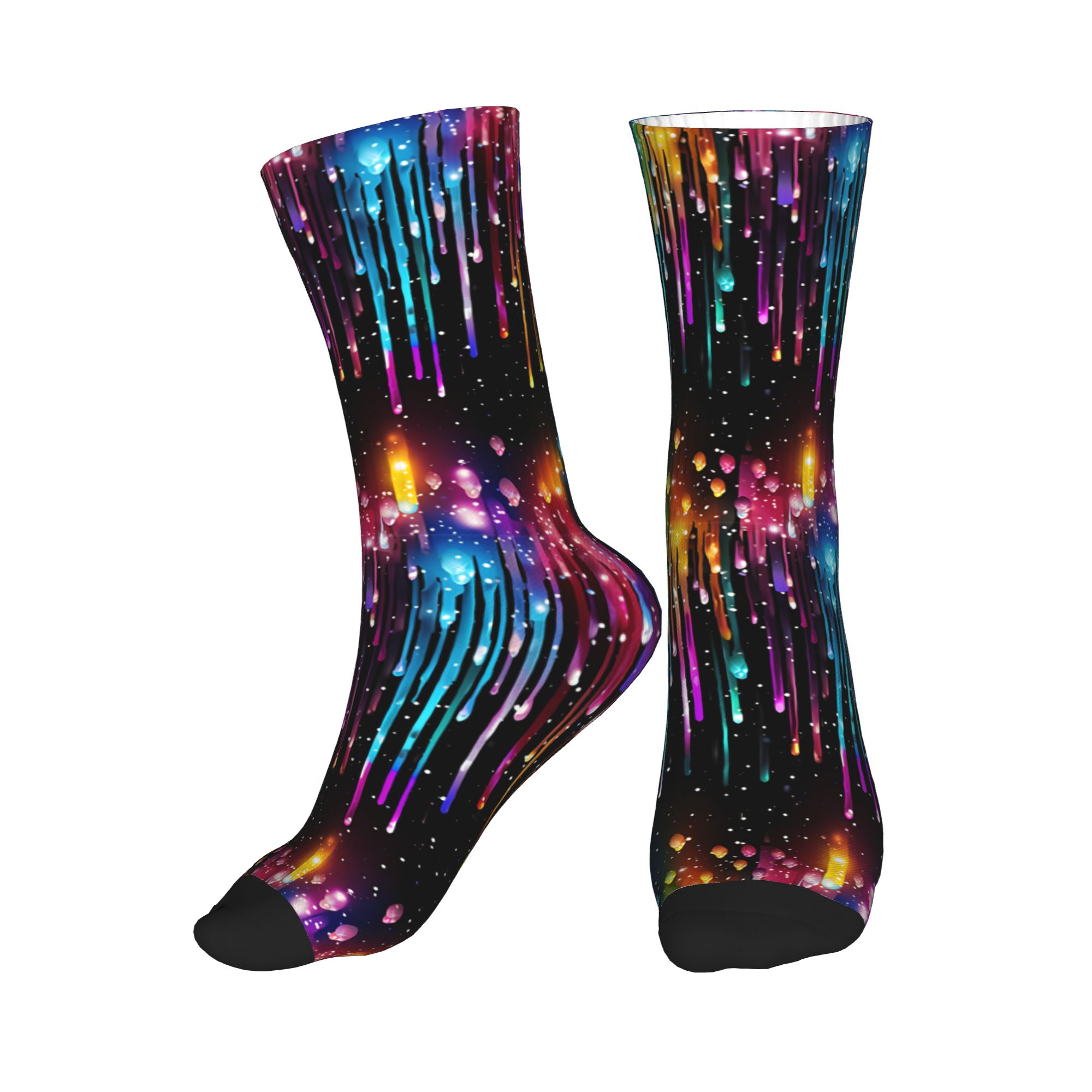 Dress Sock Men - Leuke herensokken met druppelend regenboogvloeistofpatroon, unisex,